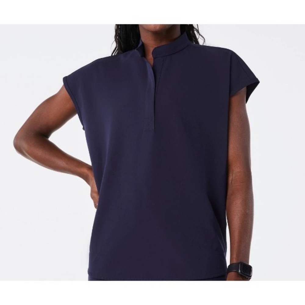 FIGS Rafaela Mandarin Collar Oversized Scrub Top - Navy Blue Women's XL Medical